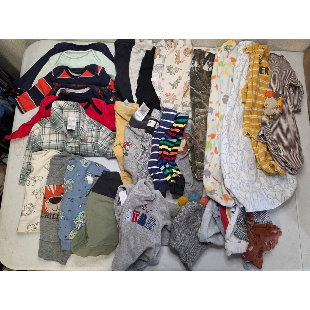 Carters Disney Baby Boy Clothing Lot 35pc Bodysuits Pants Pajamas 3M